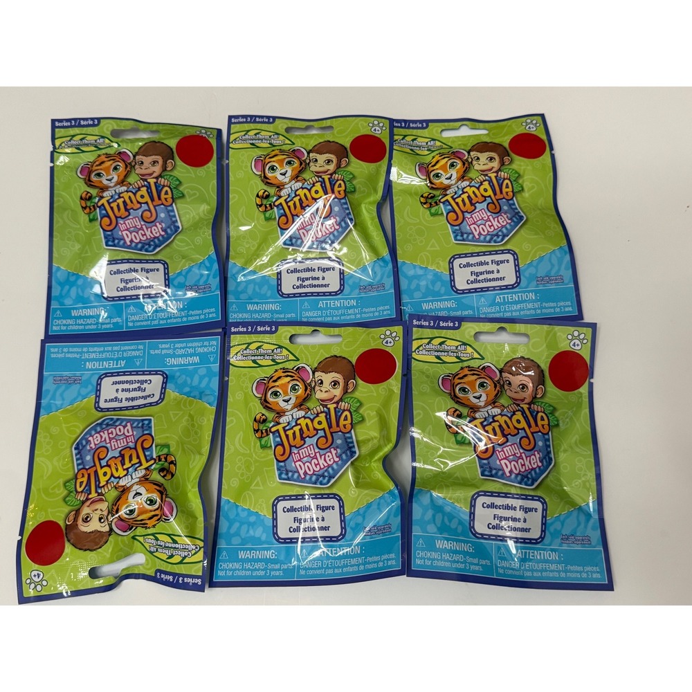 Lot of 6 Jungle In My Pocket Series 3 Blind Bags Mystery Collectible Figures NEW
